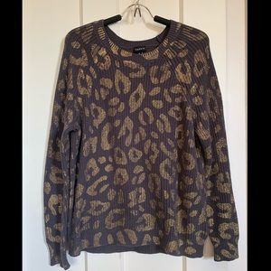 Torrid Grey & Gold Leopard Print Sweater- Size M/L